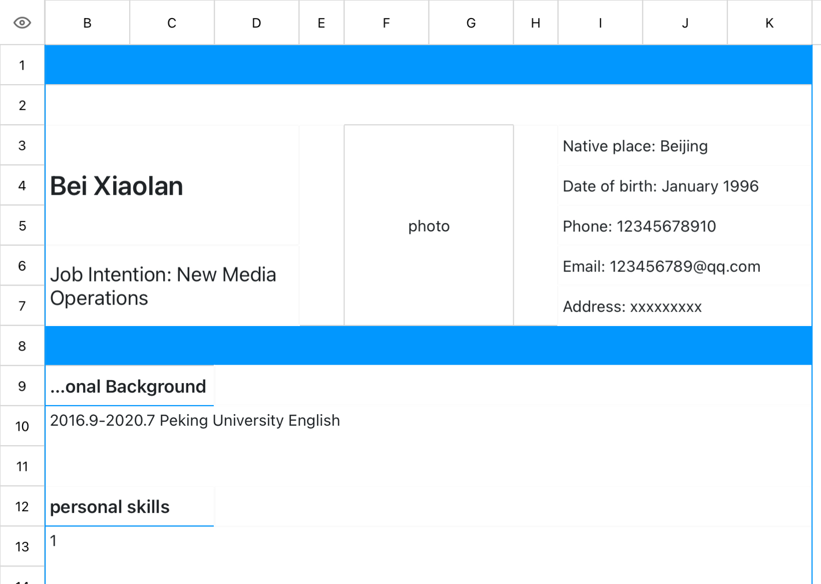 Blue Job Resume